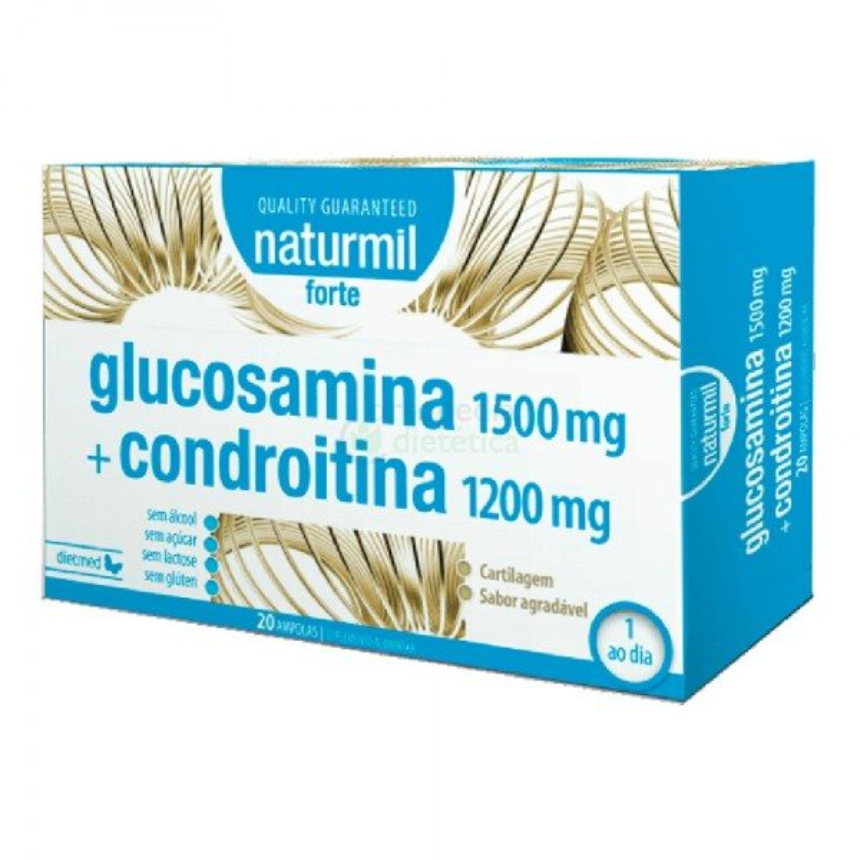 Cópia de Design sem nome - 2023-12-30T163531.764 Glucosamina 1500mg + Condroitina 1200mg Forte| 20 Ampolas - Naturmil - Image 1