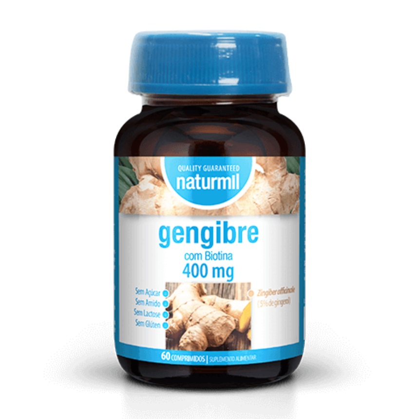 Design sem nome (12) Gengibre 400mg | 60 Comprimidos - Naturmil - Image 1